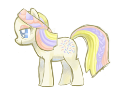 Size: 1044x800 | Tagged: safe, artist:needsmoarg4, species:earth pony, species:pony, g1, confetti (g1), female, g1 to g4, generation leap, mare, simple background, smiling, solo, white background