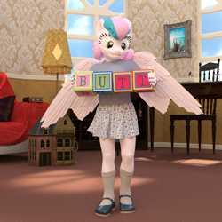 Size: 1500x1500 | Tagged: safe, artist:tahublade7, character:princess flurry heart, species:alicorn, species:anthro, species:plantigrade anthro, species:pony, 3d, blocks, butts, daz studio, female, older, solo