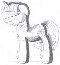 Size: 1173x1270 | Tagged: safe, artist:aafh, character:twilight sparkle, species:pony, species:unicorn, female, monochrome, solo, traditional art