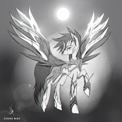 Size: 1920x1920 | Tagged: safe, artist:zidanemina, oc, oc only, species:pegasus, species:pony, armor, crossover, male, raised hoof, saint seiya, smiling, solo, spread wings, stallion, wings