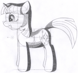 Size: 1379x1304 | Tagged: safe, artist:aafh, character:twilight sparkle, species:pony, species:unicorn, female, monochrome, solo, traditional art