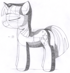 Size: 1258x1318 | Tagged: safe, artist:aafh, character:twilight sparkle, species:pony, species:unicorn, female, monochrome, solo, traditional art