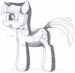 Size: 1380x1347 | Tagged: safe, artist:aafh, character:twilight sparkle, species:pony, species:unicorn, female, monochrome, solo, traditional art