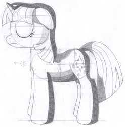 Size: 1275x1290 | Tagged: safe, artist:aafh, character:twilight sparkle, species:pony, species:unicorn, female, monochrome, solo, traditional art