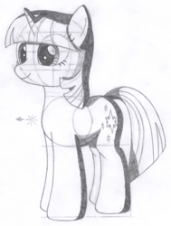 Size: 1024x1353 | Tagged: safe, artist:aafh, character:twilight sparkle, species:pony, species:unicorn, female, monochrome, solo, traditional art