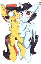 Size: 3000x4684 | Tagged: safe, artist:mistydash, oc, oc only, oc:angel, oc:southern belle, species:alicorn, species:pony, 2018 community collab, derpibooru community collaboration, alicorn oc, blushing, chest fluff, couple, cute, hug, licking, simple background, tongue out, transparent background, winghug