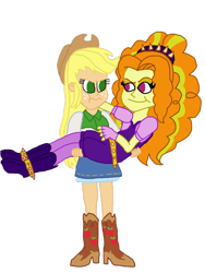 Size: 774x1032 | Tagged: safe, artist:bigpurplemuppet99, character:adagio dazzle, character:applejack, my little pony:equestria girls, bridal carry, carrying, dazzlejack, female, lesbian, shipping