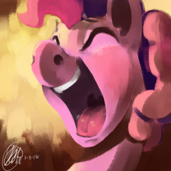 Size: 1000x1000 | Tagged: safe, artist:toisanemoif, character:pinkie pie, species:earth pony, species:pony, adorable face, bust, cute, female, happy, open mouth, portrait, smiling, solo