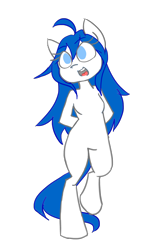 Size: 2232x3512 | Tagged: safe, alternate version, artist:spheedc, oc, oc only, oc:light chaser, species:earth pony, species:pony, blue hair, digital art, female, mare, semi-anthro, simple background, solo, transparent background