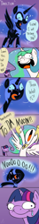 Size: 500x2814 | Tagged: safe, artist:emositecc, character:nightmare moon, character:princess celestia, character:princess luna, character:twilight sparkle, species:alicorn, species:pony, species:unicorn, episode:princess twilight sparkle, g4, my little pony: friendship is magic, :>, :i, :o, :t, accent, bipedal, comic, crossover, crying, derp, dialogue, faec, fangs, female, frown, glare, hoof shoes, jewelry, majestic as fuck, mare, meme, no pupils, open mouth, pointing, puffy cheeks, purple background, regalia, simple background, smiling, sonic the hedgehog (series), speech bubble, spread wings, teary eyes, to the moon, tongue out, ugandan knuckles, wat, watching, wide eyes, wings