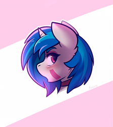 Size: 1200x1344 | Tagged: safe, artist:whitepone, character:dj pon-3, character:vinyl scratch, species:pony, species:unicorn, blushing, choker, female, looking back, mare, missing accessory