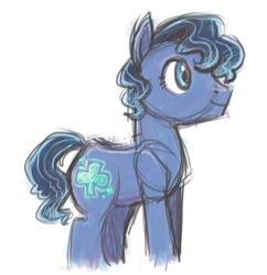 Size: 638x659 | Tagged: safe, artist:needsmoarg4, character:clover the clever, species:earth pony, species:pony, g2, clever clover, g2 to g4, generation leap, male, simple background, sketch, smiling, solo, stallion, white background
