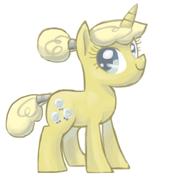 Size: 866x870 | Tagged: safe, artist:needsmoarg4, character:electric sky, species:pony, species:unicorn, g4, blind bag pony, female, mare, simple background, smiling, solo, tail wrap, white background