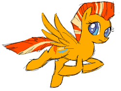 Size: 584x436 | Tagged: safe, artist:needsmoarg4, character:feathermay, species:pegasus, species:pony, g4, colored pupils, female, flying, mare, redesign, simple background, solo, white background