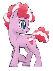 Size: 533x706 | Tagged: safe, artist:needsmoarg4, species:earth pony, species:pony, g4, female, fizzypop, looking back, mare, simple background, smiling, solo, white background