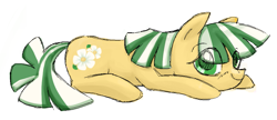 Size: 987x426 | Tagged: safe, artist:needsmoarg4, character:daisy, species:earth pony, species:pony, g4, colored pupils, female, mare, prone, redesign, simple background, smiling, solo, white background
