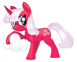 Size: 936x751 | Tagged: safe, artist:needsmoarg4, species:pony, species:unicorn, g1, cloud, female, g1 to g4, generation leap, mare, simple background, smiling, snowflake (g1), solo, white background