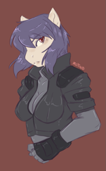 Size: 531x849 | Tagged: safe, artist:mlpfwb, species:anthro, anime, ghost in the shell, motoko kusanagi, ponified