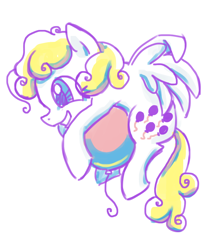Size: 888x1044 | Tagged: safe, artist:needsmoarg4, character:surprise, species:pegasus, species:pony, g1, balloon, female, g1 to g4, generation leap, grin, mare, simple background, smiling, solo, white background