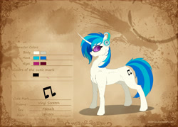 Size: 4200x3000 | Tagged: safe, artist:skitsroom, character:dj pon-3, character:vinyl scratch, species:pony, species:unicorn, female, mare, reference sheet, solo, sunglasses