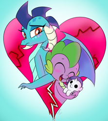 Size: 1000x1125 | Tagged: safe, artist:emositecc, character:princess ember, character:rarity, character:spike, species:dragon, ship:sparity, dragon lord ember, dragoness, female, heartbreak, implied emberspike, looking back, male, plushie, rarity plushie, sad, shipping, shipping denied, straight