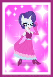 Size: 2200x3200 | Tagged: safe, artist:supra80, character:rarity, species:anthro, species:plantigrade anthro, species:pony, species:unicorn, episode:too many pinkie pies, g4, my little pony: friendship is magic, alternate hairstyle, clothing, dress, evening gloves, female, gloves, long gloves, scene interpretation, solo, sparkles