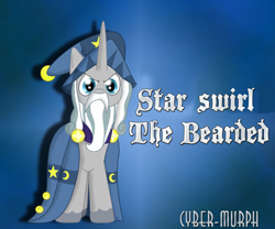 Size: 3103x2576 | Tagged: safe, artist:cyber-murph, character:star swirl the bearded, episode:shadow play, g4, my little pony: friendship is magic, angry, beard, blackletter, cloak, clothing, facial hair, hat, signature