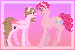 Size: 1024x687 | Tagged: safe, artist:cindydreamlight, character:pinkie pie, oc, oc:cindy, species:alicorn, species:pony, alicorn oc, blushing, bubble berry, canon x oc, female, glasses, male, mare, rule 63, shipping, stallion, straight
