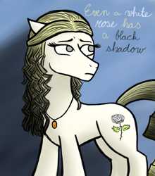 Size: 2893x3292 | Tagged: safe, artist:dyonys, oc, oc only, oc:white rose, species:earth pony, species:pony, female, jewelry, mare, necklace, sketch, text