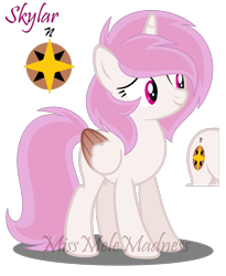Size: 1600x1954 | Tagged: safe, artist:missmele-madness, oc, oc:skylark, species:alicorn, species:pony, colored wings, female, mare, multicolored wings, reference sheet, simple background, solo, transparent background