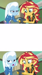 Size: 2048x3644 | Tagged: safe, artist:nightshadowmlp, character:sunset shimmer, character:trixie, equestria girls:forgotten friendship, g4, my little pony: equestria girls, my little pony:equestria girls, exploitable meme, meme, sunset's recording, template