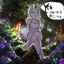 Size: 1000x1000 | Tagged: safe, artist:kennzeichen, species:anthro, auction, breasts, commission, forest, your character here