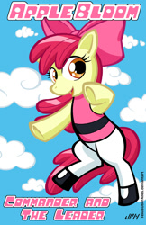 Size: 720x1113 | Tagged: safe, artist:texasuberalles, part of a set, character:apple bloom, species:earth pony, species:pony, blossom (powerpuff girls), crossover, female, filly, flying, looking at you, solo, the powerpuff girls