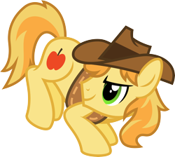 Size: 5786x5174 | Tagged: safe, artist:osipush, character:braeburn, species:earth pony, species:pony, absurd resolution, alternate gender counterpart, alternate universe, bucking, cutie mark, looking back, male, simple background, solo, stallion, transparent background