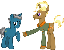 Size: 5680x4422 | Tagged: safe, artist:osipush, character:fashion plate, character:trenderhoof, species:pony, species:unicorn, episode:canterlot boutique, g4, my little pony: friendship is magic, absurd resolution, alternate gender counterpart, alternate universe, clothing, looking down, male, raised hoof, simple background, stallion, sweater, transparent background