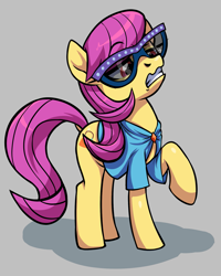 Size: 1599x2001 | Tagged: safe, artist:moonseeker, character:pursey pink, species:earth pony, species:pony, episode:fake it 'til you make it, background pony, disgusted, female, glasses, open front blouse