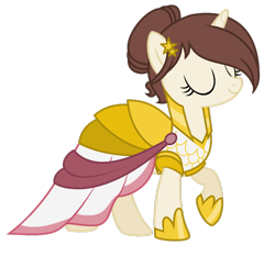 Size: 1024x956 | Tagged: safe, artist:cindydreamlight, oc, oc only, oc:annabelle, species:pony, species:unicorn, episode:fake it 'til you make it, clothing, dress, eyes closed, female, mare, raised hoof, simple background, solo, transparent background, warrior of inner strength