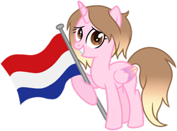 Size: 1024x761 | Tagged: safe, artist:cindydreamlight, oc, oc:cindy, species:alicorn, species:pony, female, flag, mare, netherlands, simple background, solo, transparent background