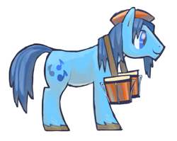 Size: 915x727 | Tagged: safe, artist:needsmoarg4, character:blues, character:noteworthy, species:earth pony, species:pony, bongos, drums, male, musical instrument, simple background, smiling, solo, stallion, white background