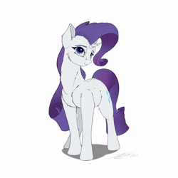 Size: 3000x3000 | Tagged: safe, artist:skitsroom, character:rarity, species:pony, species:unicorn, female, mare, simple background, smiling, solo, white background