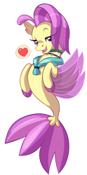 Size: 1304x2620 | Tagged: safe, artist:moonseeker, character:ocean flow, species:seapony (g4), female, heart, jewelry, milf, necklace, simple background, solo, transparent background