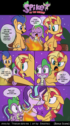 Size: 800x1440 | Tagged: safe, artist:emositecc, character:flash sentry, character:spike, character:starlight glimmer, character:sunset shimmer, species:dragon, species:pegasus, species:pony, species:unicorn, comic:spike to the rescue, ship:sparlight, episode:molt down, g4, my little pony: friendship is magic, angry, avengers, avengers: infinity war, blushing, comic, dialogue, drax the destroyer, hundreds of users filter this tag, implied shipping, implied sparlight, implied sunsetspike, male, movie reference, nervous, semi-grimdark series, shipping, slap, speech bubble, straight, sweat, winged spike