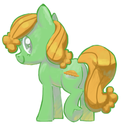 Size: 850x866 | Tagged: safe, artist:needsmoarg4, character:peachy sweet, species:earth pony, species:pony, apple family member, female, mare, simple background, smiling, solo, white background