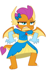 Size: 800x1214 | Tagged: safe, artist:emositecc, character:smolder, species:dragon, episode:school daze, g4, my little pony: friendship is magic, annoyed, bow, clothing, cute, dragoness, dress, dressup, female, hilarious in hindsight, ribbon, show accurate, simple background, smolder also dresses in style, smolderbetes, transparent background