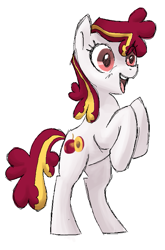 Size: 529x800 | Tagged: safe, artist:needsmoarg4, character:plumsweet, species:earth pony, species:pony, female, happy, mare, rearing, simple background, solo, white background