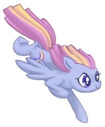 Size: 802x969 | Tagged: safe, artist:needsmoarg4, character:rainbowshine, species:pegasus, species:pony, background pony, diving, female, flying, mare, simple background, smiling, solo, white background