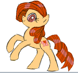 Size: 485x454 | Tagged: safe, artist:needsmoarg4, species:earth pony, species:pony, female, mare, rearing, ribbon heart, simple background, smiling, solo, white background
