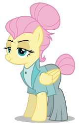 Size: 3142x4876 | Tagged: safe, artist:dragonchaser123, character:fluttershy, species:pegasus, species:pony, episode:fake it 'til you make it, alternate hairstyle, clothing, female, hair bun, mare, severeshy, simple background, solo, tail bun, transparent background, vector