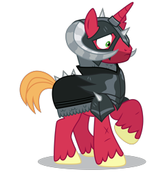 Size: 5000x5200 | Tagged: safe, artist:dragonchaser123, character:big mcintosh, species:pony, species:unicorn, episode:the break up break down, absurd resolution, armor, black knight, dungeons and dragons, five o'clock shadow, helmet, horned helmet, male, ogres and oubliettes, race swap, raised hoof, simple background, sir mcbiggen, solo, stallion, transparent background, unicorn big mac, vector