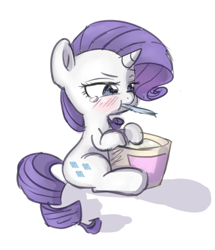 Size: 1550x1800 | Tagged: safe, artist:tcn1205, character:rarity, comfort eating, crying, eating, female, filly, filly rarity, food, ice cream, simple background, solo, white background, younger